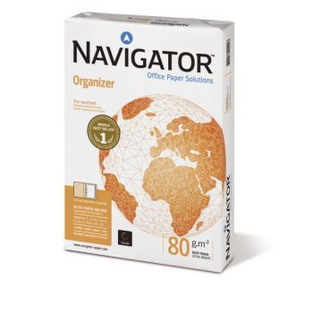 Kopipapir - A4 - 80g - Navigator Organizer - Hullet, Norsk standard (5x500 ark)